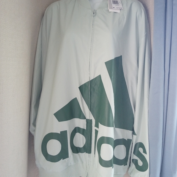 ADIDAS men's aeroready giant logo jacket size medium green - Picture 4 of 10
